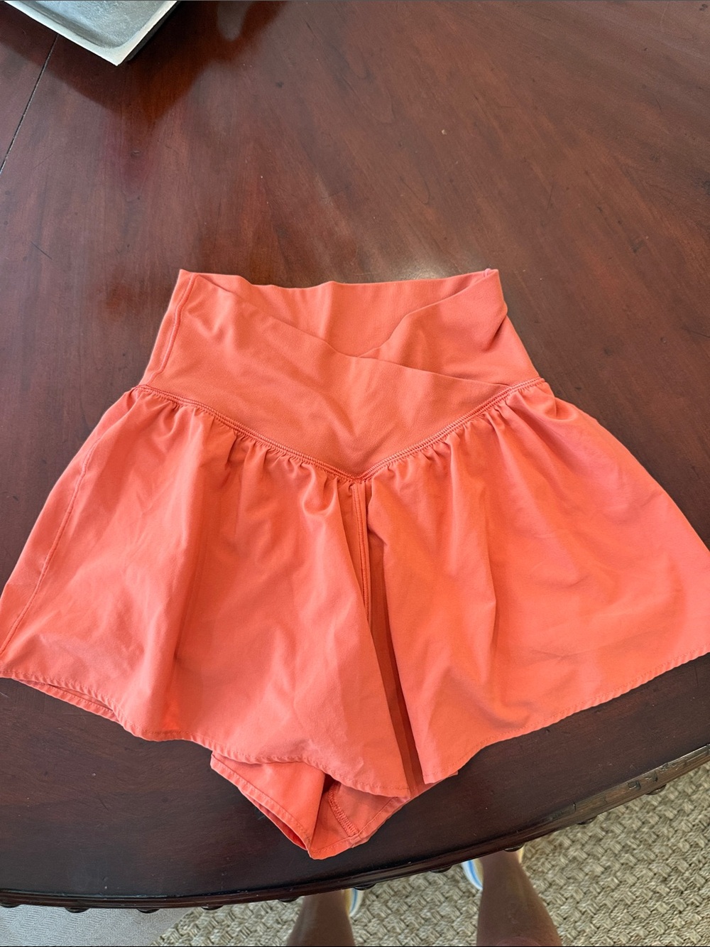 aerie Coral-Orange High-Waist Athletic Skort Shorts
